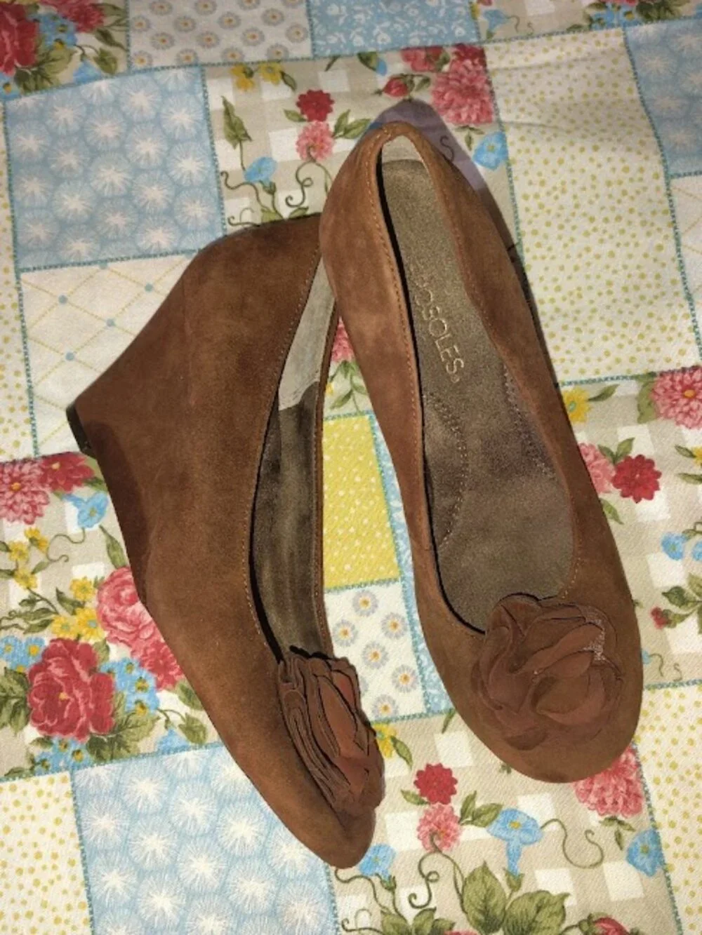 Aerosoles Brown Suede Plumbrella Wedges